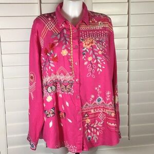 Johnny Was embroidered linen shirt